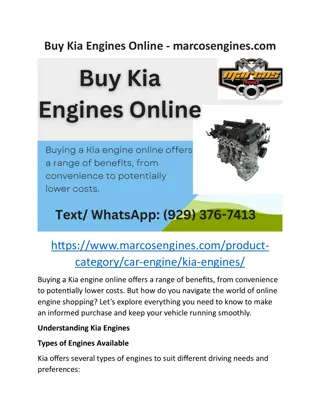 Buy Kia Engines Online - marcosengines.com