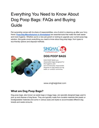 Top Poop Bag Manufacturers in Ahmedabad: Quality and Reliability Guaranteed