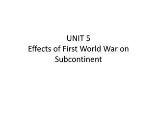 Effects of First World War on Subcontinent