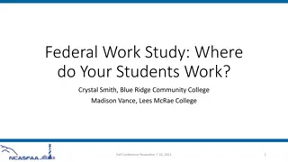 Federal Work Study: Student Work Locations and Future Ideas