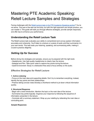 Mastering PTE Academic Speaking_ Retell Lecture Samples and Strategies