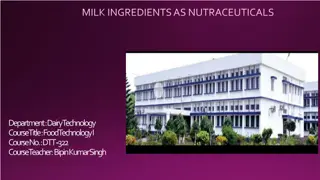 Exploring Milk Ingredients as Nutraceuticals in Food Technology