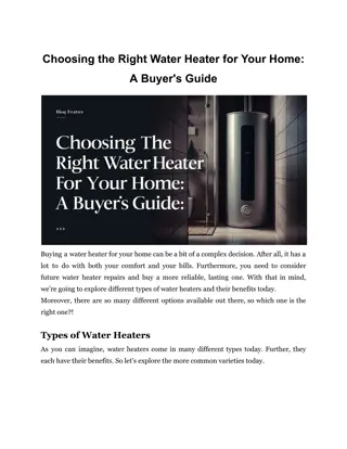 Choosing the Right Water Heater for Your Home: A Buyer's Guide