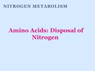 Amino Acids: Disposal of Nitrogen
