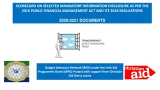Scorecard on Mandatory Information Disclosure under 2016 Public Financial Management Act