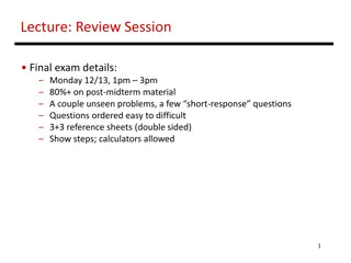 Comprehensive Review Session for Final Exam Details