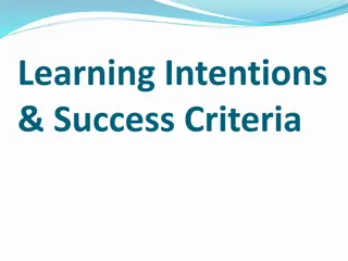 Understanding Learning Intentions and Success Criteria