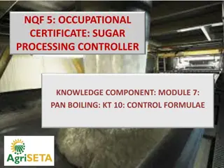 Sugar Processing Control Formulas and Parameters