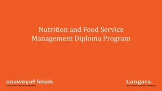 Nutrition and Food Service Management Diploma Program