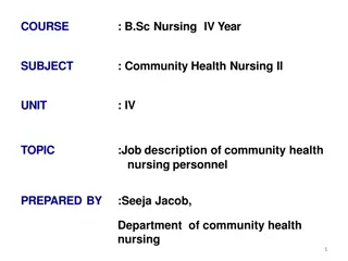Job Description of Community Health Nursing Personnel