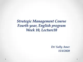 Strategic Management Course - Strategy Generation and Selection Techniques