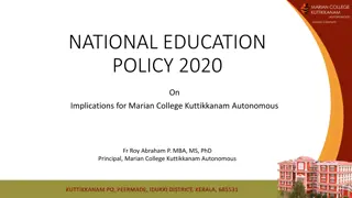 Implications of National Education Policy 2020 for Marian College Kuttikkanam Autonomous