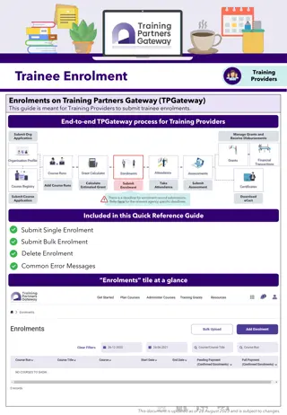 Training Providers' Guide to Trainee Enrolment on TPGateway