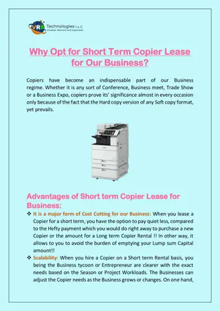 Why Opt for Short Term Copier Lease for Our Business?