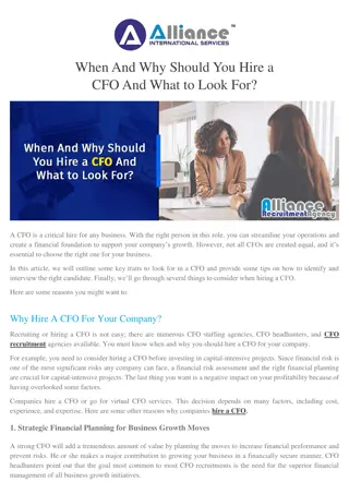 When And Why Should You Hire a CFO And What to Look For