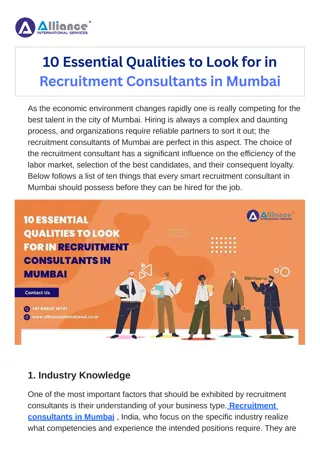 10 Essential Qualities to Look for in Recruitment Consultants in Mumbai