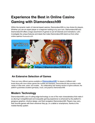 Experience the Best in Online Casino Gaming with Diamondexch99