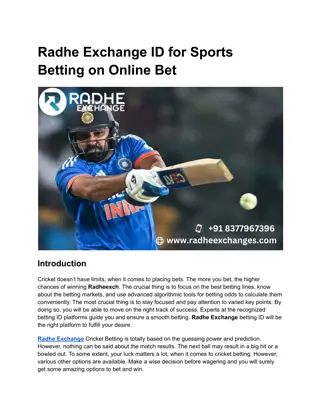 Radhe Exchange ID for Sports Betting on Online Bet