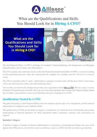 What are the Qualifications and Skills You Should Look for in Hiring A CFO