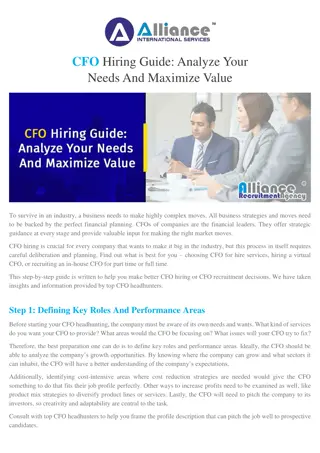 CFO Hiring Guide Analyze Your Needs And Maximize Value