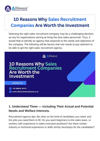 10 Reasons Why Sales Recruitment Companies Are Worth the Investment