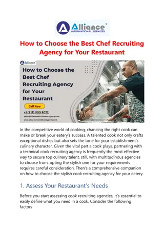 How to Choose the Best Chef Recruiting Agency for Your Restaurant