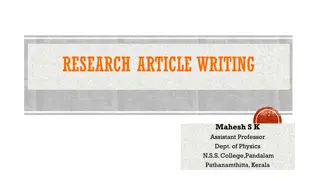 Guide to Effective Research Article Writing