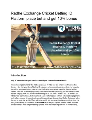 Radhe Exchange Cricket Betting ID Platform place bet and get 10% bonus