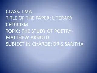 Matthew Arnold's Literary Criticism: The Study of Poetry