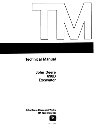 JOHN DEERE 690B EXCAVATOR Service Repair Manual Instant Download (TM1093)