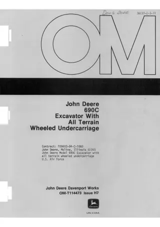 John Deere 690C Excavator With All Terrain Wheeled Undercarriage Operator’s Manual Instant Download (Publication No.114473)