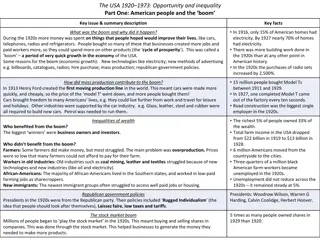 The USA 1920-1973: Opportunity and Inequality Part One