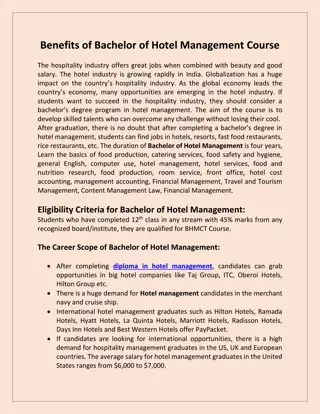 Benefits of Bachelor of Hotel Management Course