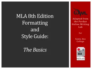 MLA 8th Edition: Formatting and Style Guide Basics