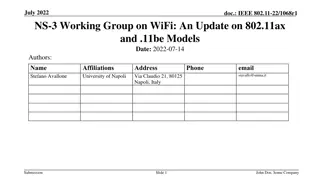 Update on NS-3 Working Group for WiFi Research