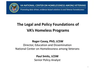 Legal and Policy Foundations of VA's Homeless Programs