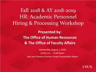 Academic Personnel Hiring and Processing Workshop: Fall 2018