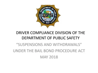 Driver Compliance Division of the Department of Public Safety - Suspension and Withdrawals under the Bail Bond Procedure Act