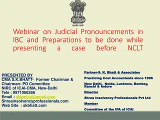 Webinar on Judicial Pronouncements in IBC and NCLT Case Presentation