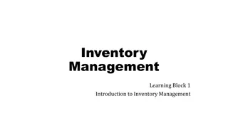 Introduction to Inventory Management: Key Elements and Learning Block Agenda