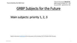 Future Subjects in Vehicle Regulations: GRBP Priorities and Considerations