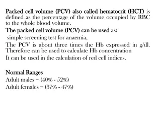 Packed Cell Volume (PCV) and Hematocrit in Blood Testing