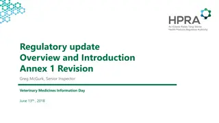 Regulatory Update Overview: Annex 1 Revision and Stakeholders Overview