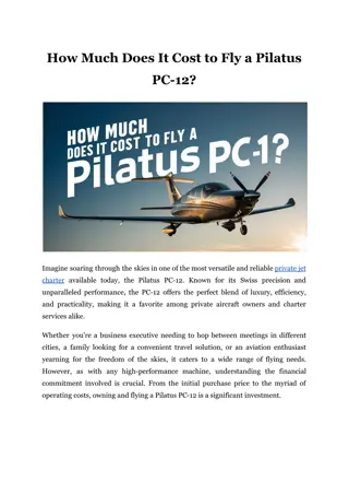 How Much Does It Cost to Fly a Pilatus PC-12?