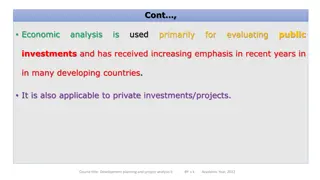 Economic Analysis for Development Planning and Project Evaluation