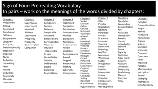 Sign of Four Pre-reading Vocabulary in Pairs Work - Chapter Meanings