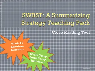 SWBST Summarizing Strategy Teaching Pack Overview