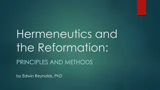 Hermeneutics and the Reformation: Principles and Methods