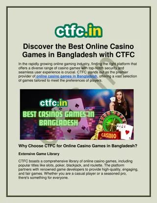 Discover the Best Casino Games in Bangladesh with CTFC