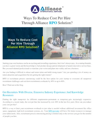 Ways To Reduce Cost Per Hire Through Alliance RPO Solution